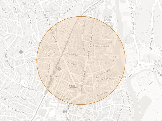 Secteur approximatif : Millau